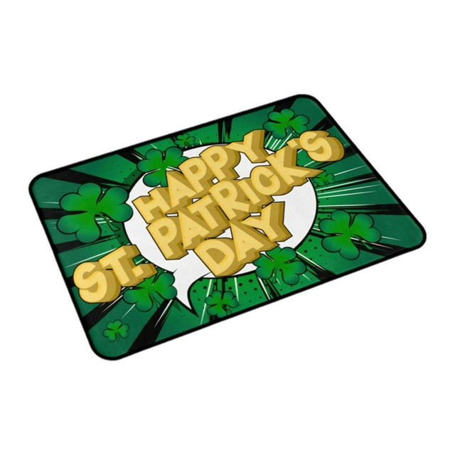 Front Door Mat. Patrick's Day Rug Ornament Green Decorative Rug Celebration Decorative Rug Indoor Doormat