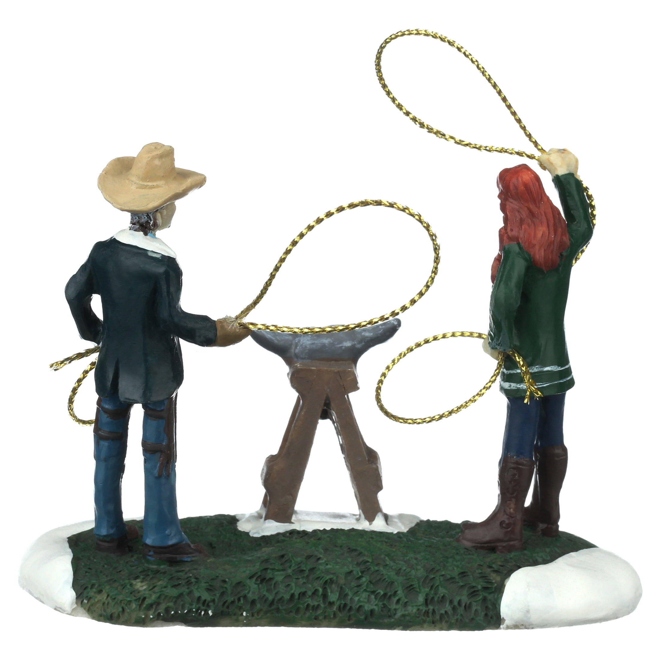 Download Pioneer Woman With Cowboy Lassoing A Steer Christmas Village House Accessories Art Collectibles Collectibles Vadel Com