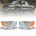 thumbnail image 4 of Labwork 4pcs Headlight Assembly Chrome Headlamp Housing Fit for GMC Sierra Yukon 1500 2500 3500 2001-2006, Front Left & Right, 4 of 5