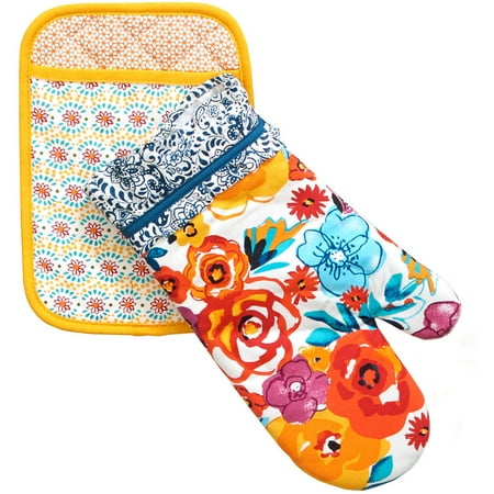 The Pioneer  Woman  Flea Market Pot Holder Oven Mitt Set  