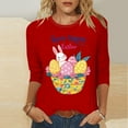 thumbnail image 2 of Lady Casual Easter Bunny Blouse 3/4 Sleeve Top Rabbit Design Clothing Women Crewneck Tunic Tees, 2 of 5