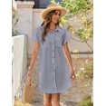 thumbnail image 3 of Zeagoo Linen Dresses for Women 100% Cotton Short Sleeve V-Neck Button Down Tshirt Dress Summer Casual Beach Sundress Loose Tunic Shift Sundresses, 3 of 6