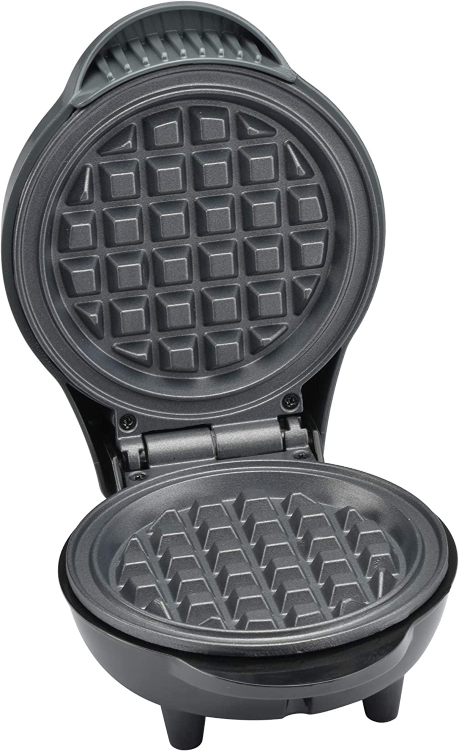 Kitchen Selectives Mini Waffle Maker - Classic Waffle Iron for Breakfast, Snacks & Desserts - Nonstick Coating for Easy Cleanup - Compact & Portable - Dark Gray