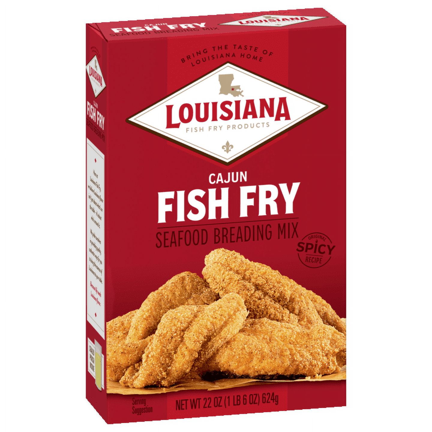 (4 pack) Louisiana Fish Fry Products Cajun Spicy Seasoned Breading Mix, New Orleans Style, Dry Coating, 22 oz Box