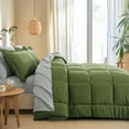 thumbnail image 4 of RUIKASI 7 Pieces Olive Green/Light Grey Queen Bed Comforter Set with Sheets - Bed in a Bag with Comforter and All Season Sheets, Pillowcases, 4 of 8