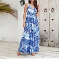 thumbnail image 4 of SMihono Été Boho Maxi Robe pour les Femmes Plus Size Femmes Mode d'Été Bohème Bretelles Robe avec Grand Tempérament de Vacances, 4 of 9
