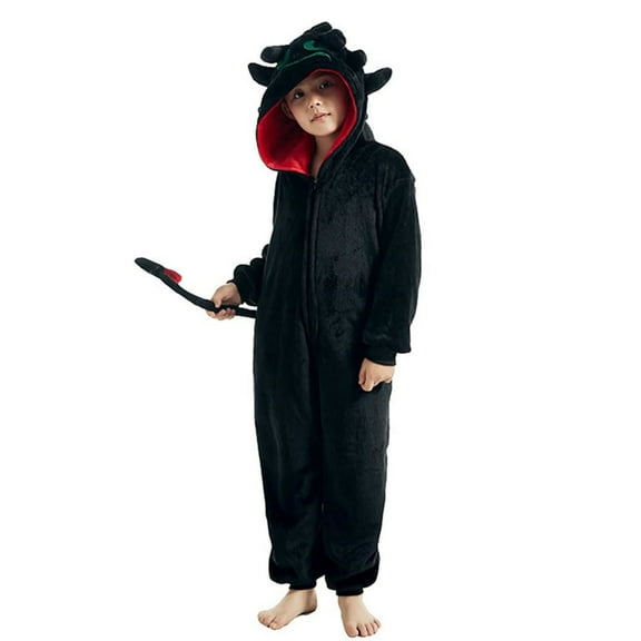 Onesie Kids Dragon Pajamas Sleepwear Dragon Animal Flannel Hooded One-Piece Halloween Costume