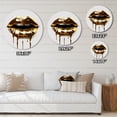 thumbnail image 4 of Designart "Luxurious Golden Lips VI" Fashion Metal Round Wall Art, 4 of 5