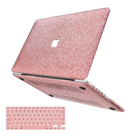 BELKA MacBook Pro 13 inch Case 2015 2014 2013 2012 Release (models:A1502 &A1425 )with Retina Display, Slim Smooth Shining Sparkly Hard Protective Shell Case with Keyboard Cover, Glitter Rose Gold