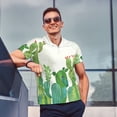 thumbnail image 3 of Kdxio Cartoon Cactus Print Men's Short Sleeve Polo Shirt,Midweight Men's Shirt, 3 of 6