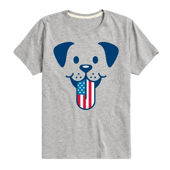Instant Message - 4th of July - Dog Tongue American Flag - Toddler & Youth Short Sleeve Graphic T-Shirt