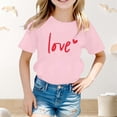 thumbnail image 2 of VNKIDY Boys Girls TShirts Unisex Kids Valentines Letter Graphic Tees Short Sleeve Crewneck Pullover Top For Summer Casual Daily Wear Lovely Top Pink 4-5 Years, 2 of 4