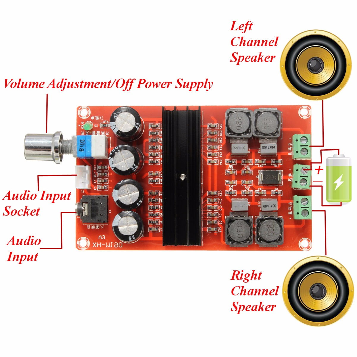 2*100W TPA3116 D2 Dual Channel Digital Audio Amplifier Board 12V-24V for Arduino