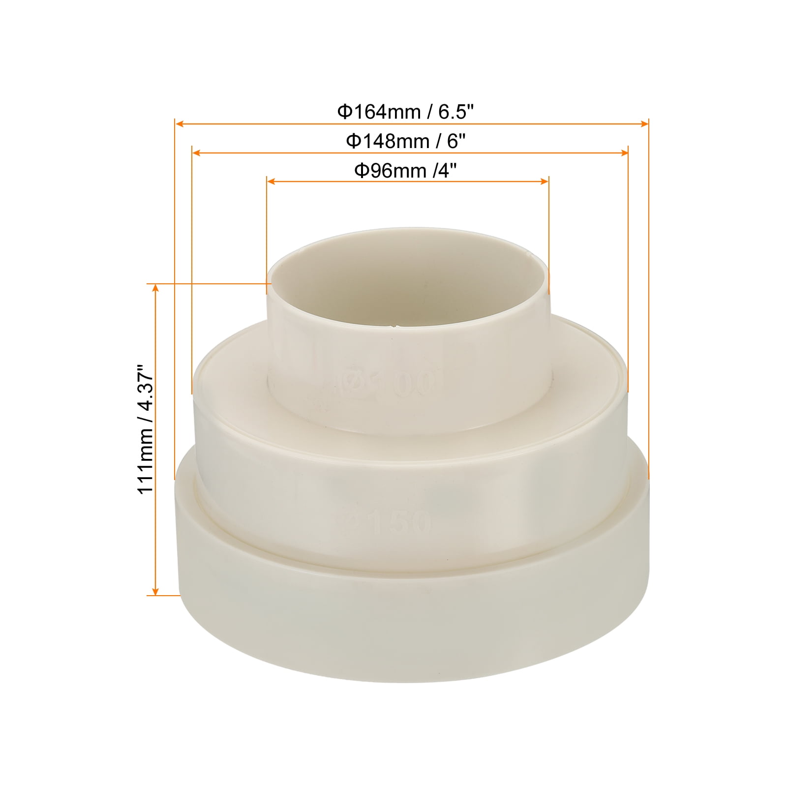Uxcell 6.5" to 6" to 4" Duct Reducer, 2pcs Duct Connector Ducting Inline Adapter Increaser for HVAC Ventilation