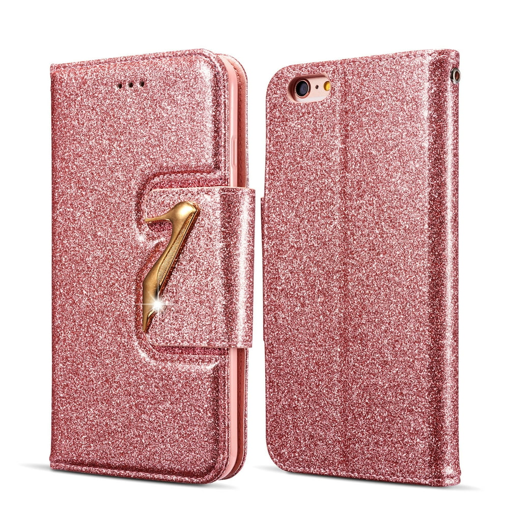 iPhone 6S Plus Case Wallet, iPhone 6 Plus Case, Allytech Glitter Bling
