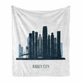 thumbnail image 1 of Jersey City Soft Flannel Fleece Throw Blanket, Center of Hudson County USA American Famous Urban Architecture Scenery, Cozy Plush for Indoor and Outdoor Use, 60" x 80", Dark Petrol Blue, by Ambesonne, 1 of 6
