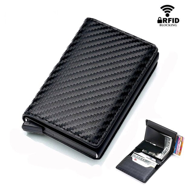 MeCids RFID Blocking Mens Wallet Carbon Fiber Purse Slim ID Credit Card Holder