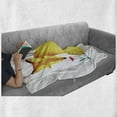 thumbnail image 5 of Animal Soft Flannel Fleece Throw Blanket, Cartoon Little Fox Sniffing a Flower on Plain Background, Cozy Plush for Indoor and Outdoor Use, 50" x 60", Pastel Yellow Dark Pink, by Ambesonne, 5 of 5