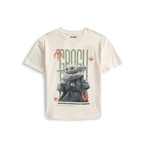 Star Wars The Mandalorian and Grogu Boys Graphic Tee with Short Sleeves, Sizes 4-18