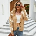 thumbnail image 5 of Women's Fall Cute Daisy Button Jacquard Knit Cardigan Sweater Jacket, 5 of 7