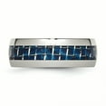 thumbnail image 3 of Stainless Steel Blue Carbon Fiber Inlay Polished Band Ring 7 Size, 3 of 6