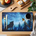 thumbnail image 2 of Black Wolf Night Placemats Set of 6 Abstract Forest Silhouette Starry Place Mats Indoor Wipeable Table Mats Washable Cloth Dining Table Placemats for Kitchen Holiday Party Home Decor 13x19 Inch, 2 of 9