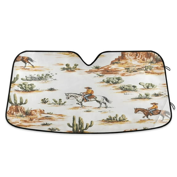 ALAZA Western Cactus Pattern Windshield Sun Shade Car Foldable Sun Visor Block UV Rays Protector 55"x27.6"