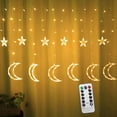 thumbnail image 2 of Led Curtain Lights Moon Star Light String 6.6ft Window Decoration 8 Modes Remote Control USB Power Warm White (Big Crescent), 2 of 5