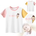 thumbnail image 2 of Toddler Kids Girl's Half Sleeve Pink Crewneck Top White Ice Cartoon Top Casual Top Girls,Size 6 Years-7 Years, 2 of 4