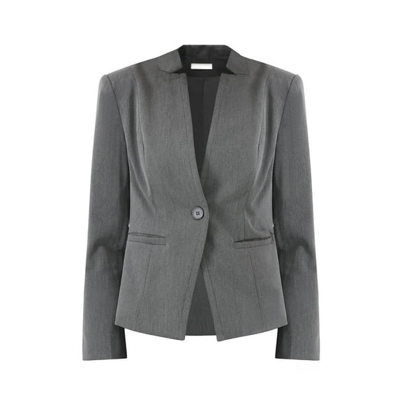 DARING DIVA Women's Button Closure Front Open Formal Suit Jacket S Grey