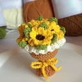 thumbnail image 2 of Finished Crochet Yarn Bouquet Mini Handheld Flower Diy Knitted Rose Sunflower Pendant Keychain Accessories Doll Accessories (C), 2 of 7