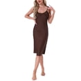 thumbnail image 2 of INSPIRE CHIC Women's Satin Nightgown Midi Spaghetti Adjustable Straps Silky Sexy Nighty Chemise Camisole Pajama Dress M Brown, 2 of 6