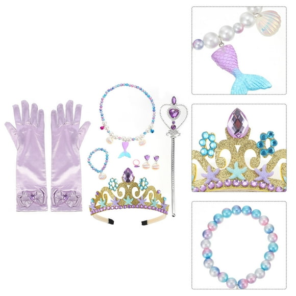 OULII 1 Set Princess Play Jewelry Set Violet Polyester for Birthday Daily Wear