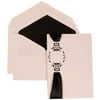 JAM Paper White Card with Black Lined Envelope Large Wedding Invitation Monogram Ribbon Set, 50 Cards (5-1/2" x 7-3/4")