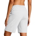thumbnail image 6 of Women's Bermuda Athletic Running Shorts Quick-Dry Lightweight Workout Slit Hem Shorts with Zipper Pockets No Liner White, 6 of 9