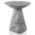 thumbnail image 3 of Furniture of America Isla Modern Stone Indoor & Covered Patio Round Sculptural Pedestal End Table, Gray Marble, 3 of 12
