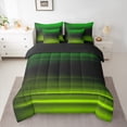 thumbnail image 2 of jejeloiu Geometric Lines Pattern 7-Piece Twin Bedding Sets,Waves Stripe Bedding Comforter Set,Green Black Striped Sheet Sets For Teens,Microfiber Bedroom Decor Reversible, 2 of 8