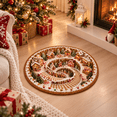 thumbnail image 2 of Christmas Round Rug 40x40CM, Gingerbread Village Print Holiday Floor Mat, Festive Spiral Cookie Design Soft Decorative Carpet for Living Room Fireplace, 2 of 4