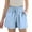 Blue, variant on Girls Summer Cotton Linen High Waist Shorts Kids Ruffle Loose Casual Shorts with Pockets 5-16 Years