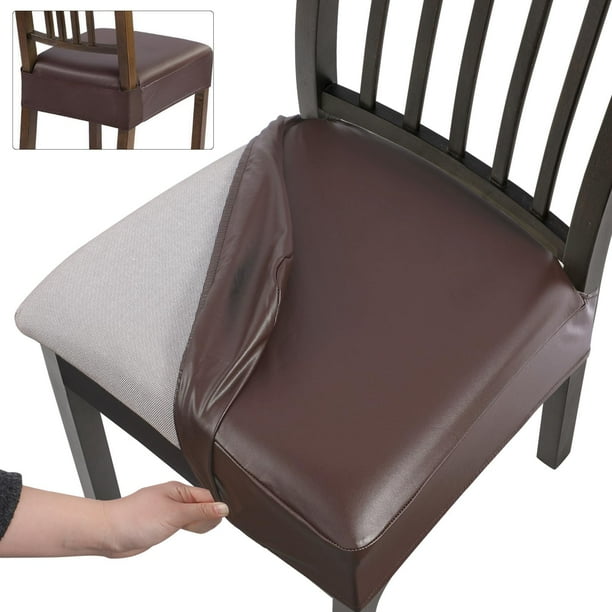 Fundas para Asientos de Sillas de Comedor SearchI Impermeables de PU Juego de 4 en Marrón
