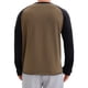thumbnail image 3 of Camiseta de manga larga para hombre, color bloque, estilo casual, tipo raglán, marrón y negro, 3 of 6