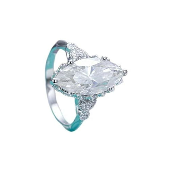 HeartsAndYou 2ct Marquise Cut Moissanite Milgrain Vintage Inspired Engagement Ring for Women 18k White Gold over Silver