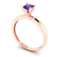 thumbnail image 2 of Solitaire Engagement Ring for Women - 0.5ct Natural Amethyst in 14K Rose Gold Promise Ring, 2 of 5
