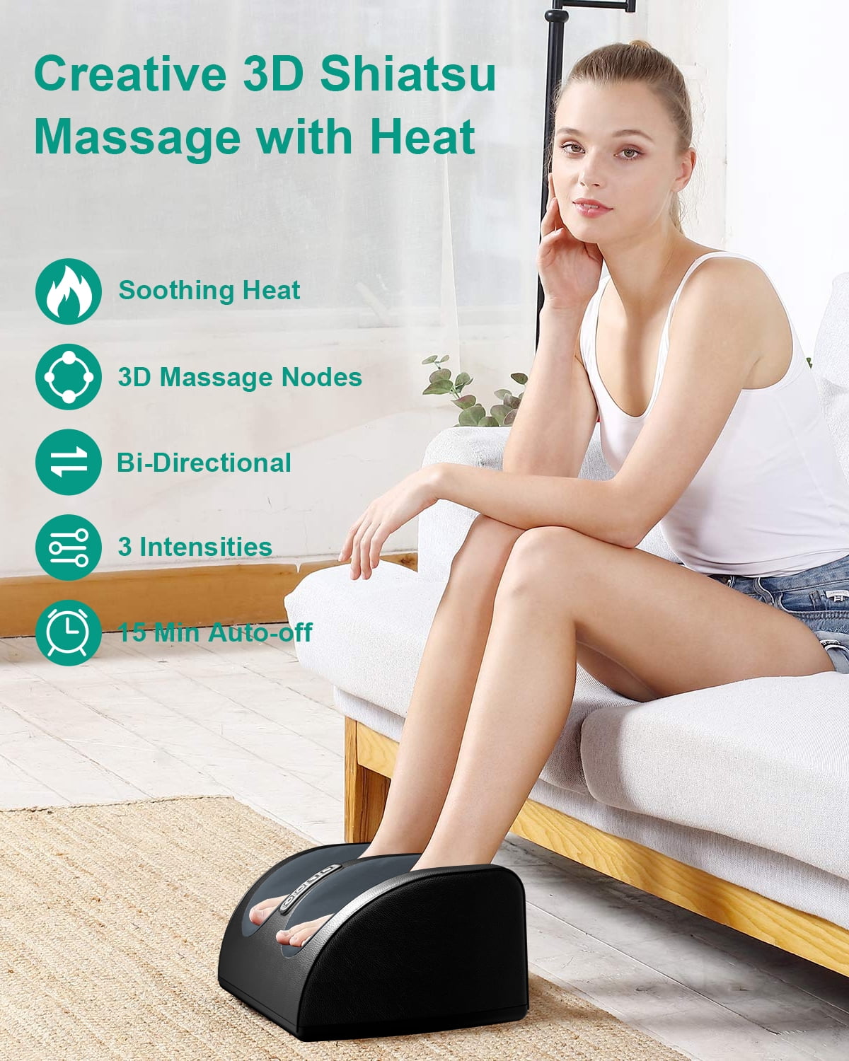 LAOBEN Shiatsu Foot Massager with Heat,  Deep Kneading Foot and Calf Massager , Gifts for Women & Men