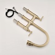 Double Handle Bridge Kitchen Faucet with Pull-Down Spray Head