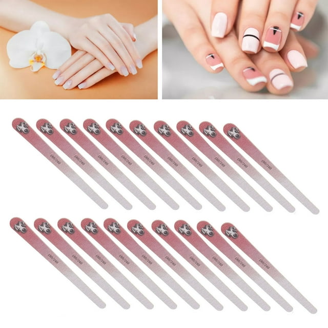 Spptty 20 Pcs Limes à Ongles Double Face 180 / 240 Grain Lavables Réutilisables Outils de Manucure pour Salon de Manucure Rose, Limes Tampons pour Ongles, Limes à Ongles Professionnelles