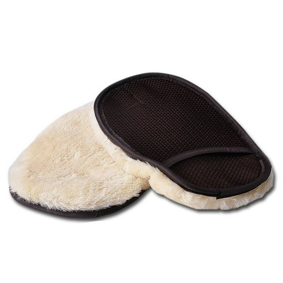 Car Wash Wool Glove, 1 Pair Fleece Auto Cleaning Pad Gloves, Soft High Density Automotive Washing Mat, Scratch Free Bear Claw Clean Glove, Car Polish Wax Mitt Washing Tools