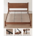 thumbnail image 6 of Solid Wood Bed Frame King Size Mid Century Platform Beds with Headboard and Charging Station for Bedroom, No Box Spring Needed, Rustic Brown, 6 of 8