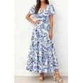 thumbnail image 3 of BTFBM Womens Summer Dresses V Neck Hollow Out Eyelet A Line Flowy Boho Beach Vacation Wedding Guest Maxi Dress, 3 of 5