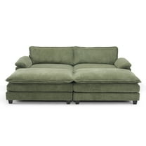 UBesGoo 90" Oversized Cloud Sofa Bed, Convertible Sleeper Couch Loveseat with Pillow Arms, Double-layered cushioned Sofa with Removable Ottoman, Green